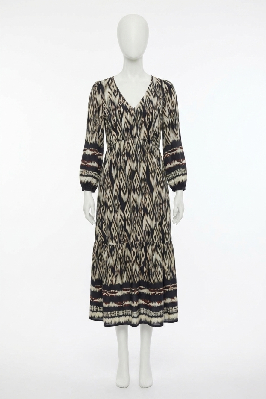 NEW VELVET BY GRAHAM & SPENCER ikat catherine dress in black/ecru